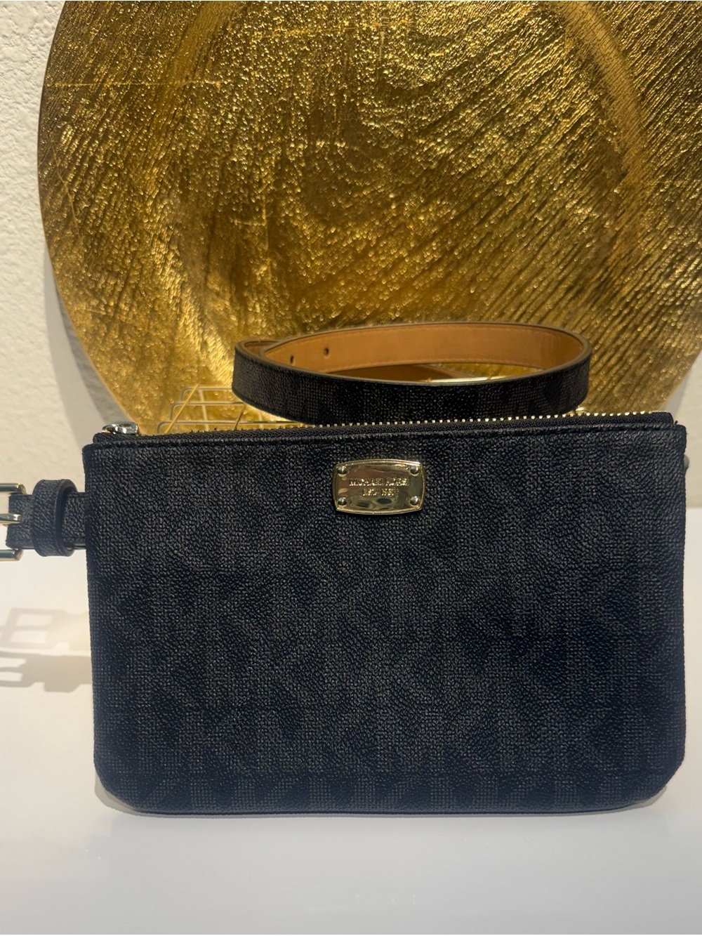 Michael Kors Black Signature Belt Bag Crossbody Fanny Pak